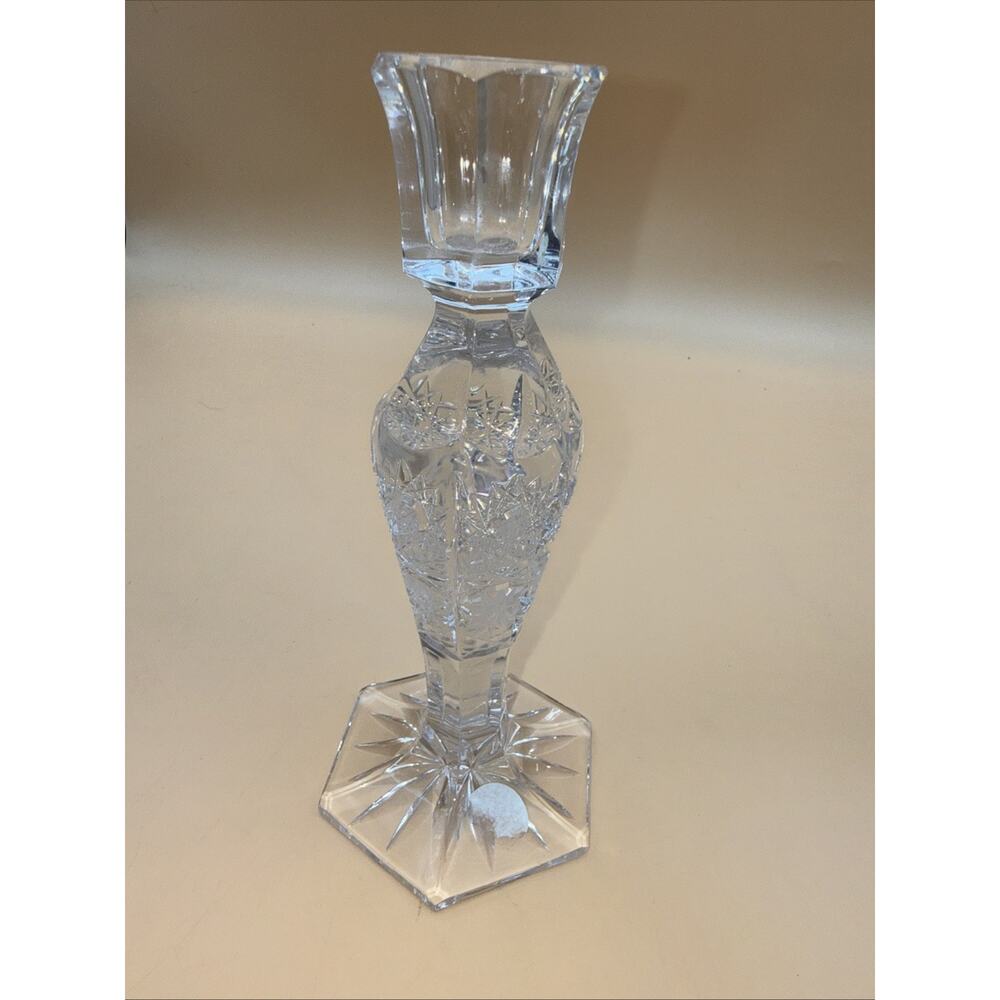 Crystal Clear Lead Crystal Candlestick Candle Holder Clear Elegant Decor 7.5” - Picture 4 of 5